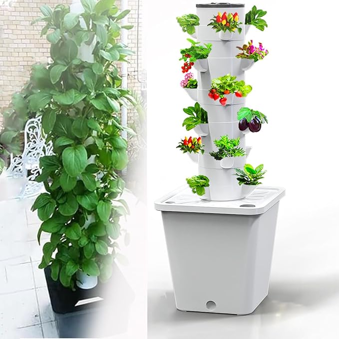 Grow Vertical Hydroponic Tower for Indoor Growing System Aeroponics with Moisturizing Pump Hydroponic Tower for Vegetables20holes
