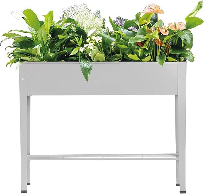 Metal Raised Garden BedRaised Planter Box with LegsHerbs and Vegetables Planter Suitable for Outdoor Patio Deck and Porch (Gray)