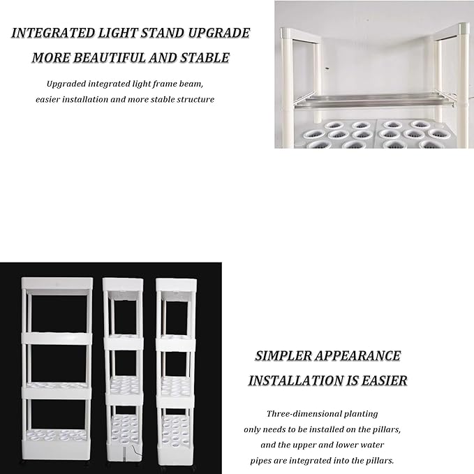 Hydroponics Tower with LED Grow LightIndoor Gardening SystemAeroponics Growing Kitfor Herbs Fruits and Vegetableswith Hydrating Pump Adapter Net Pots Timer.