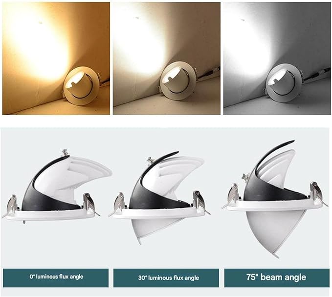 COB Recessed Spotlight Opening High-Transparency Adjustable Angle Elephant Trunk Light for Shop Exterior Walls Wedding Dress/Clothing Store Windows(White30W(AC111-240V))