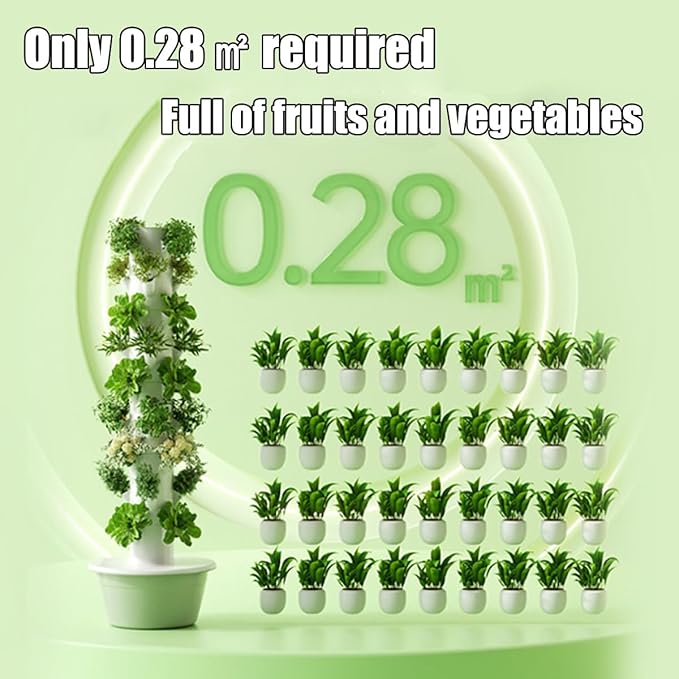Hydroponics Tower with LED Grow Light - Vertical Hydroponic Garden with Pump for Growing Herbs Fruits and Vegetables Indoor Hydroponic System Space-Saving Design