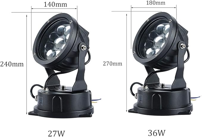 LED Beam Spotlight Round Outdoor LED Spotlights Decorative Waterproof Lamp Adjustable Angle Landscape LightsWarm White-27W(AC)