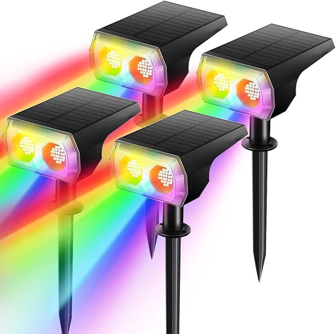 48 LEDs Solar Lighst Outdoors Landscape Spotlights Wireless Waterproof Outdoor Solar Spotlights for Yard Garden Patio Hot(4pcs Multicolor)