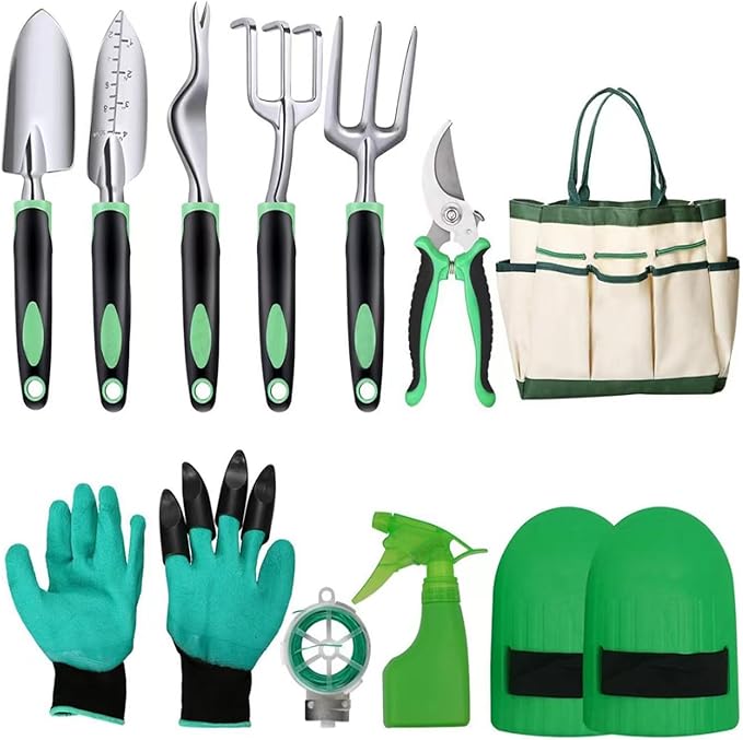 11 Pieces Stainless Steel Heavy Duty Gardening Tools Set Garden Tool Set Tree Trimmer Branch Cutter Kit Heavy Duty Hand Pruner Ergonomic Gardener Gardening Hand Tool Set