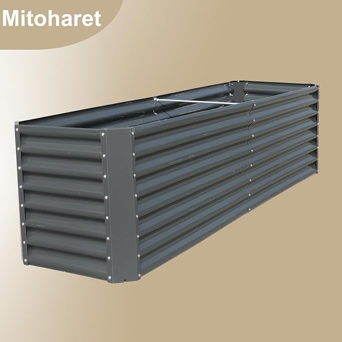239 Gallons 8x2x2Ft Outdoor Metal Raised Garden Bed Flower Box Gray for Various Growth Conditions for Outdoor Vegetable Flowers Fruit Suitable