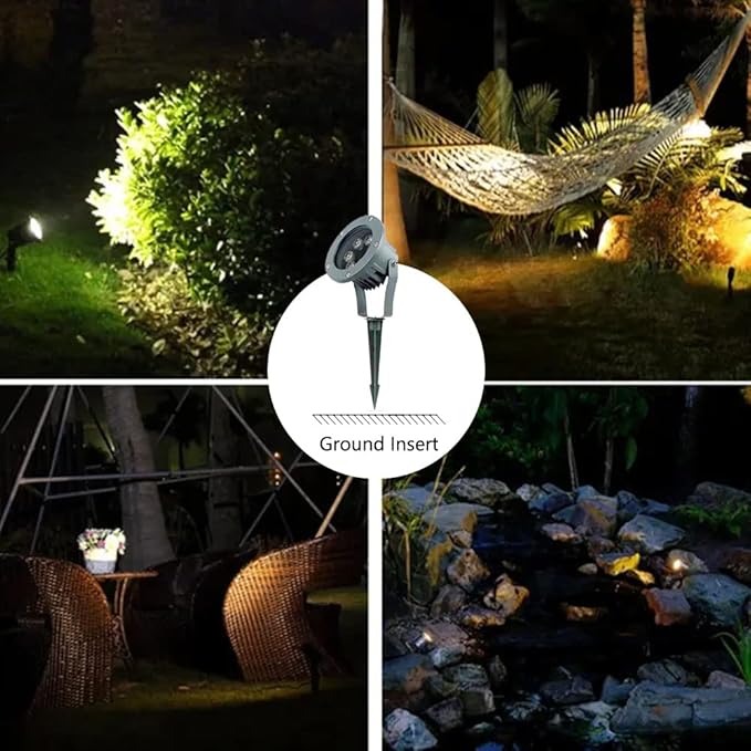 Kiven LED Plug-in Landscape Spotlight Garden Lights COB Spotlights with Spiked Stand 6W 110V with 9.84FT Wire Waterproof Switch Button for Outdoor Yard Lawn Plants Up Lights Floor Spot Lights（3500K）