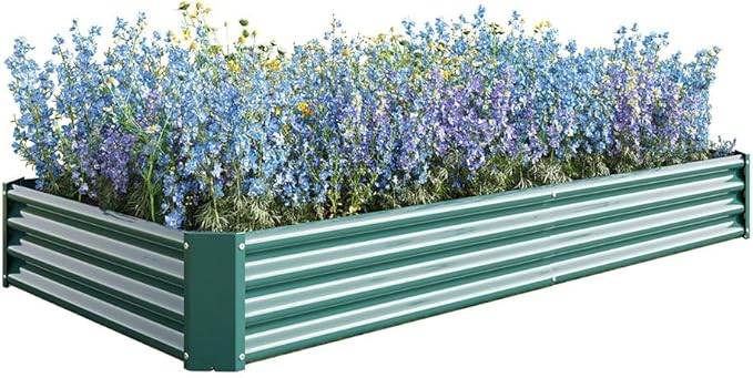 Raised Garden Bed 7.6x3.7x0.98ft Galvanized Raised Garden Bed Kit Outdoor Metal Planter Box Steel Large Deep Root Planter Box for Vegetables Flowers Herbs
