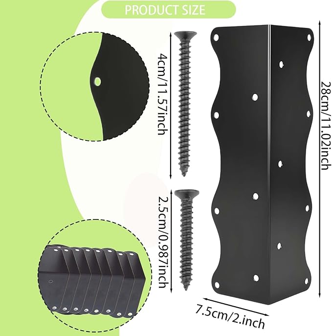 8 Pack Raised Garden Bed Corner Brackets 11x3x3 Heavy-Duty Metal Rust Resistant Corner Brackets Reinforced Connectors with Screws Fits 12-24 Garden Bed Shelves Wood Frame