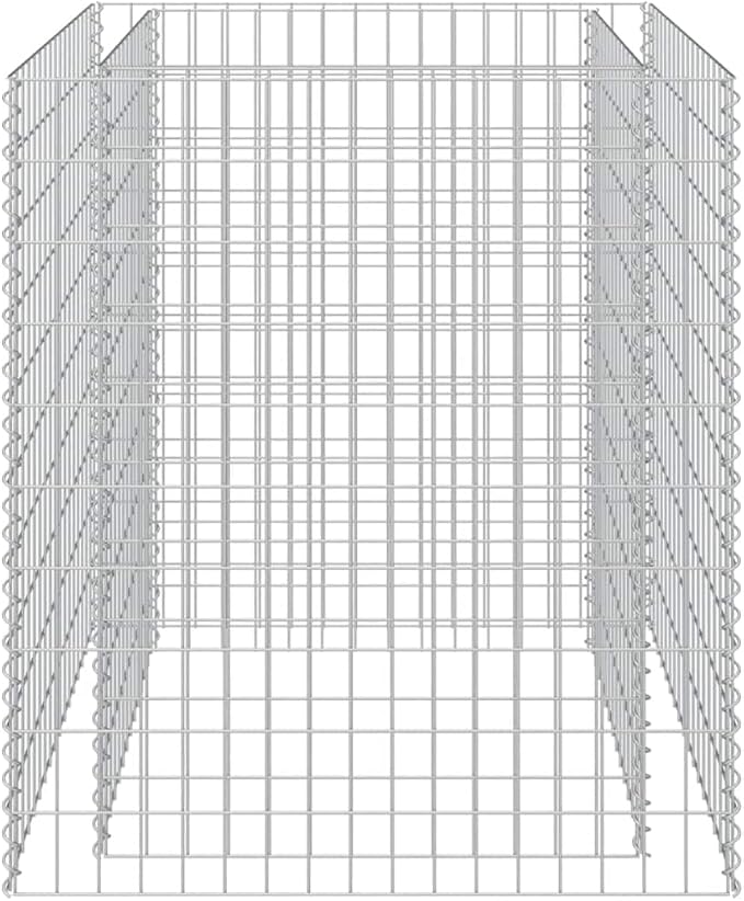 vidaXL Gabion Raised Bed in Galvanized Steel 35.4x35.4x39.4 – Proof Weather- High Load Capacity - Perfect Garden Patio Planter with Sturdy Grid - Silver