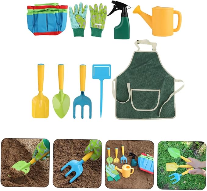 1set Boy Girl Gardening Tool Garden Tools for Boy Girl Includes Watering Can Shovel Rake and Apron Activity for Boys and Girls