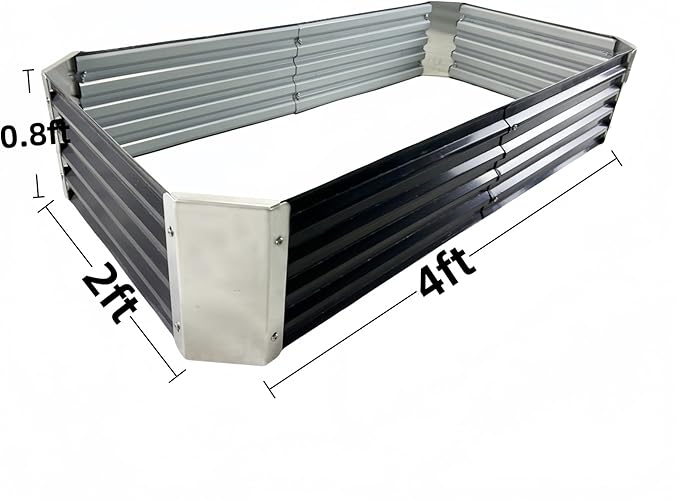 Galvanized Raised Garden Bed Outdoor Metal Quadrilateral Planter Box Deep Root Planters Boxes 4ft x 2ft Suitable for Plants Flowers Vegetables Herbs Fruits Dark Grey