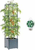 Raised Garden Bed with Tomato Planter Cage 41.3 Trellis Planter Boxes for Outdoor Patio Greenhouse Gardening Climbing Vegetables