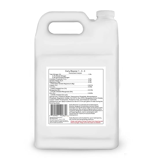 Early Bloomer Bloom Booster (128 oz/Gallon) Blue Planet Nutrients | Phosphorous &amp Potassium Supplement | for All Fruiting &amp Flowering Plants