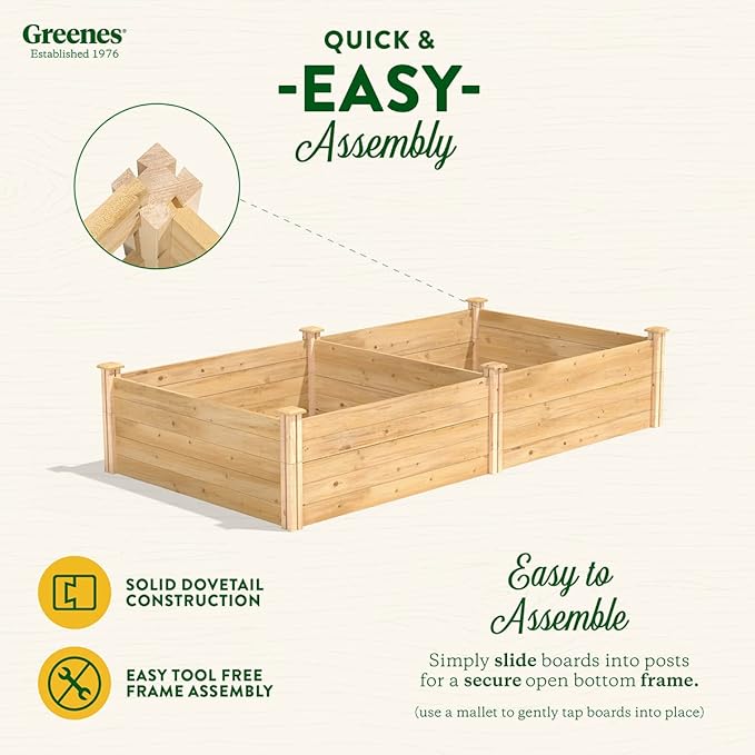 Greenes Fence Premium Cedar Raised Garden Bed 4' x 8' x 17.5 (3/4 Thick) - Made in USA with North American Cedar