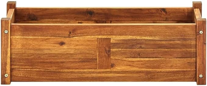 Garden Raised Bed Wooden Raised Flower Bed Planter Outdoor Indoor Solid Acacia Wood Brown Box Elevated Planter Square Raised Garden Box Vegetable Herb Container Compact Easy Assembly