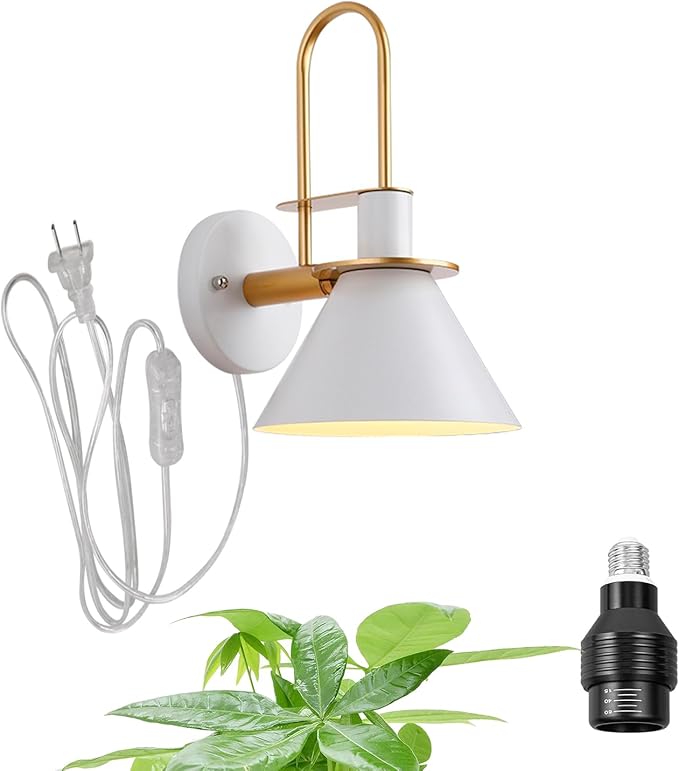 Hook Type Wall Mounted Plant Light Full Spectrum 4500K 10W Adjusted Angle &amp Light Beam Range 15°-60° Modern White Metal Wall Lamp for Indoor Growing Plants Flowers