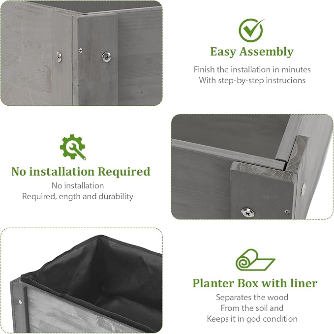 Raised Garden Bed with Legs 48x24x30 in Planter Boxes Outdoor Elevated Wooden Planter Box Standing Growing Bed for Gardening Backyard Patio and Balcony (Grey 31x16x30)