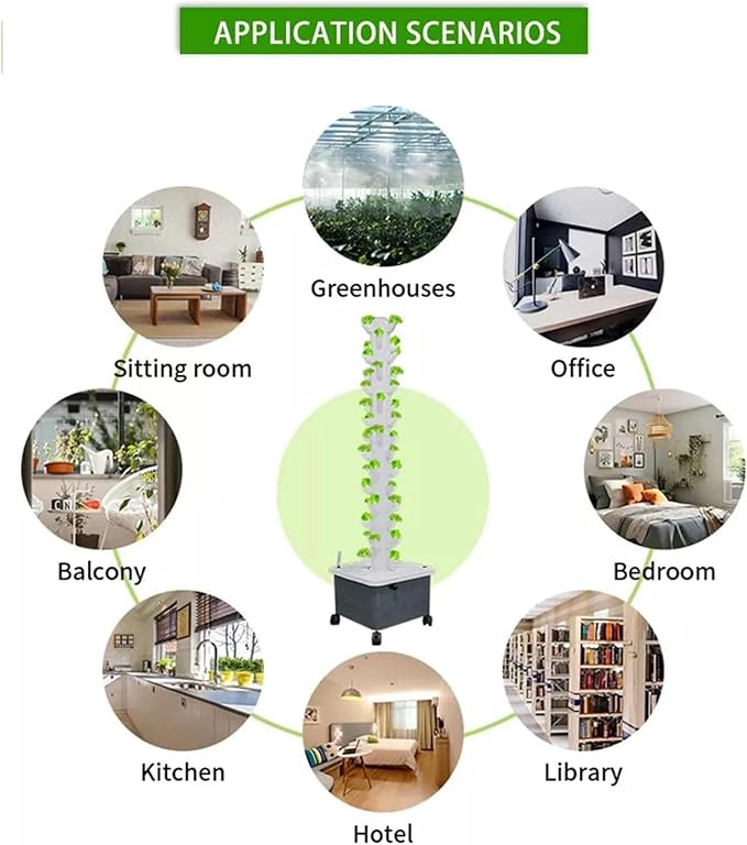 Smart Hydroponics Growing kit 45 Plant Sites Vertical Garden Tower Aeroponics Growing Kit with PumpFarm Greenhouse Vegetable Plant TowerSoilless Cultivation Grow Tower
