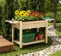 Optimal Elevated Garden BedWood Raised Planter Boxwith Lockable WheelsSide TablesBottom ShelfDrain Holes