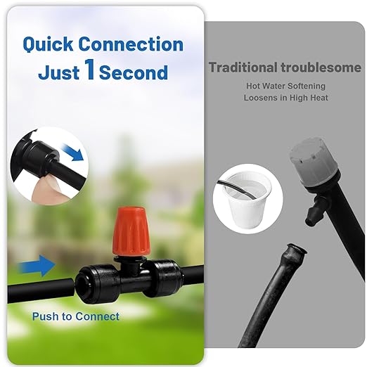 120FT Drip Irrigation Kit for Garden Quick-Connect Raised Bed Watering System with 1/2 &amp 1/4 Plant Accessories Drip Line Kit for Greenhouse Raised Bed DIY Micro Sprinklers Set for Yard Outs