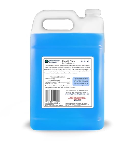 Bloom Booster Fertilizer Liquid PK Enhancer - Blue Planet Nutrients Liquid Blue for Bigger Flowers &amp Yields - Gallon