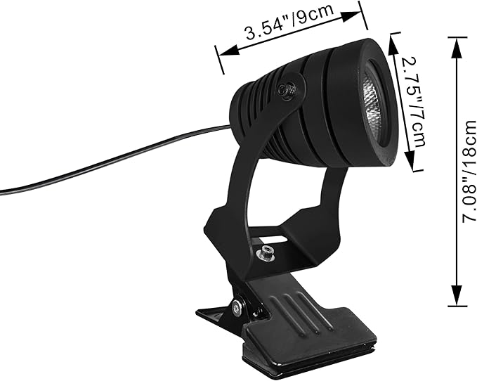 Kiven IP65 Waterproof LED Landscape Clamp Light Mini Decorative Spotlight Lamp with Plug-in Cord and Timer for Indoor Outdoor Yard Step Statue LED Lawn Light (8W Cool White)