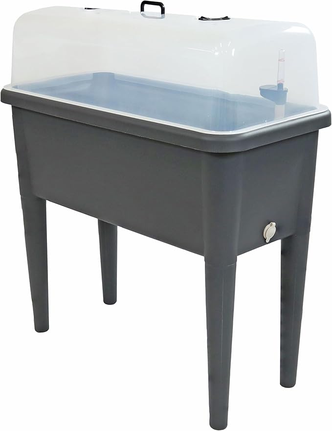 Sunnydaze Self-Watering Raised Garden Bed with Cover - Includes Water Tube - Polypropylene Construction - Gray