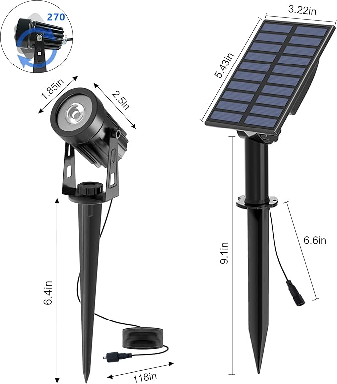 T-SUN Color Changing Solar Lights for OutsideSolar Spot Lights Outdoor Waterproof Dual Head LED Landscape Spotlights for Garden Pond Yard Trees Pathway(RGB)