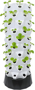 80 Pots Hydroponic Grow Tower Indoor 10-Tier Hydroponic Growing System Kit with 7.93Gal Water Tank &amp 660GPH Pump Automatic Watering Soil-Free Planter for Vegetables Lettuce Strawberry White
