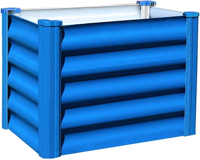 ABSCO The Organic Garden Co. Hakea Metal Kids Garden Bed 1.8' x 1' x 1.3' – Raised Outdoor Planter Box for Children Galvanized Steel Metal Blue