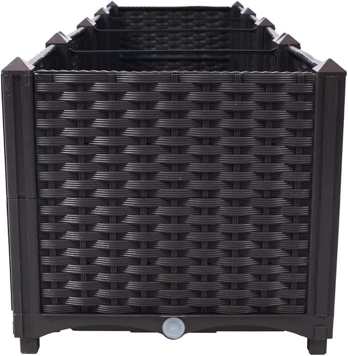 Self-Watering Raised Garden Bed Planter Box for Vegetables Herbs Flowers and Succulents – Deep Outdoor Indoor Planter with Drainage System (Brown + Polypropylene-3)