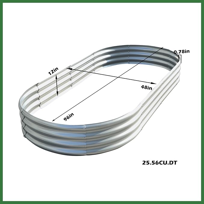1 Pack 8x4x1Ft Silver Outdoor Metal Raised Garden Bed Flower Box Suitable for All Growth Conditions for Vegetables Fruits Flowers Herbs
