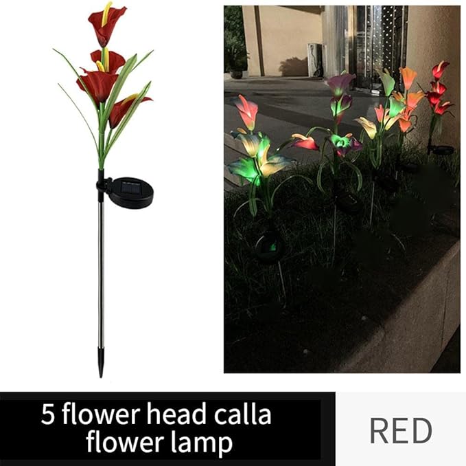 Plant Growing Lamps Multi-Color Solar Flowers Waterproof Stake Lights Path Light 5 Head Landscape Light Garden 7 Color Change