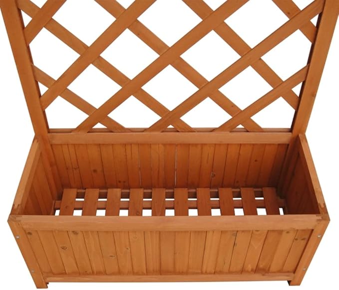 Brown Solid Wood Trellis Planter 27.6x11.8x53.1 inch Rectangular Raised Garden Bed for Climbing Plants Weathered Finish Outdoor Gardening