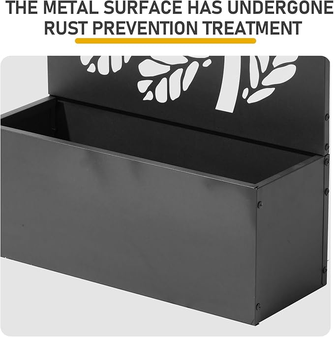Metal Garden Bed with Trellis 43 Inch Height Metal Planter Box with Trellis Garden Box for Climbing Plants Vegetable Metal Garden Bed with Drainage Holes