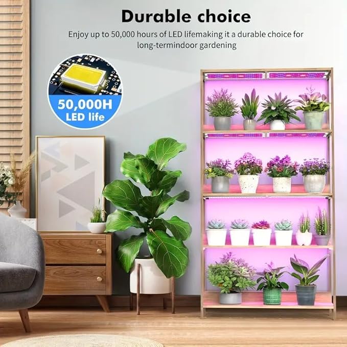 Under Cabinet Grow Light 616 LEDs Plant Grow Lights for Shelf with 3/9/12H Timer 43W Full Spectrum Led Grow Light 10 Dimmable Levels for Seedling Veg Succulents -4PCS