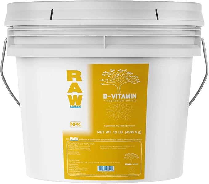 RAW B Vitamin 10lb - Essential Plant Growth Booster with B Complex and Magneseum Sulfate - Promotes Healthy Development Increased Yield and Enhanced Nutrient Absorption