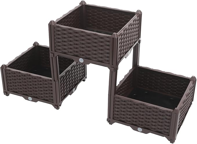 Planter Raised Bed 44.49x15.35x21.85in Outdoor Elevated Planter Garden Box Deep Root Raised Garden Bed for Vegetable Flower Herb Outdoor Standing Planter Beds Gardening Kit (Brown)