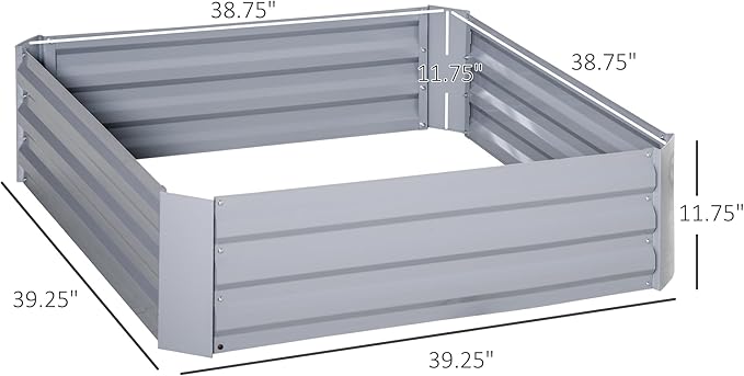 2 Pcs Galvanized Raised Garden Bed 3.3' x 3.3' x 1' Metal Planter Box for Growing Vegetables Flowers Herbs Succulents Gray
