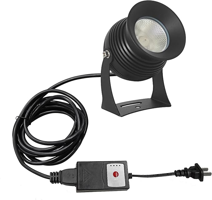 Kiven IP65 Waterproof LED Landscape Up Down Ligh Black Decorative Spotlight Lamp with Plug-in Cord and Timer for Indoor Outdoor Yard Step Statue Mini LED Lawn Light (7W Warm White)