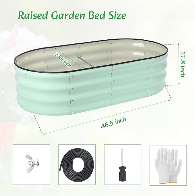 Galvanized Raised Garden Bed Kits Outdoor Metal Raised Planter Bed for Vegetables Flowers Ground Planter Box-Olive Green 46.5 x 23.6 x 11.8 in