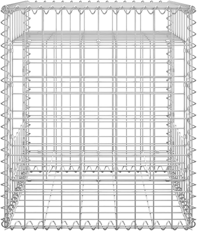 Galvanized Steel Gabion Basket Post/Planter Raised Bed Gabion Raised Bed to Fill with Rocks or Gravel Stable Durable Gabion Post 19.7x19.7x23.6 -AA