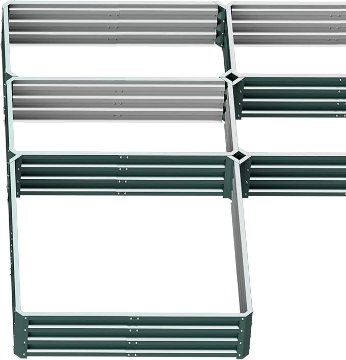 Outsunny 8 x 8' Raised Garden Bed Set Large Steel Flower Planters for Outdoor Plants Easy Assembly for Vegetables Herbs Green