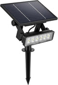 Solar Spotlight Outdoor Single Warm White Solar Garden Light with Adjustable Head and Panel Dual Installation Ground Stake or Wall Mount Auto on/Off Landscape Light for Yard Pathway Patio