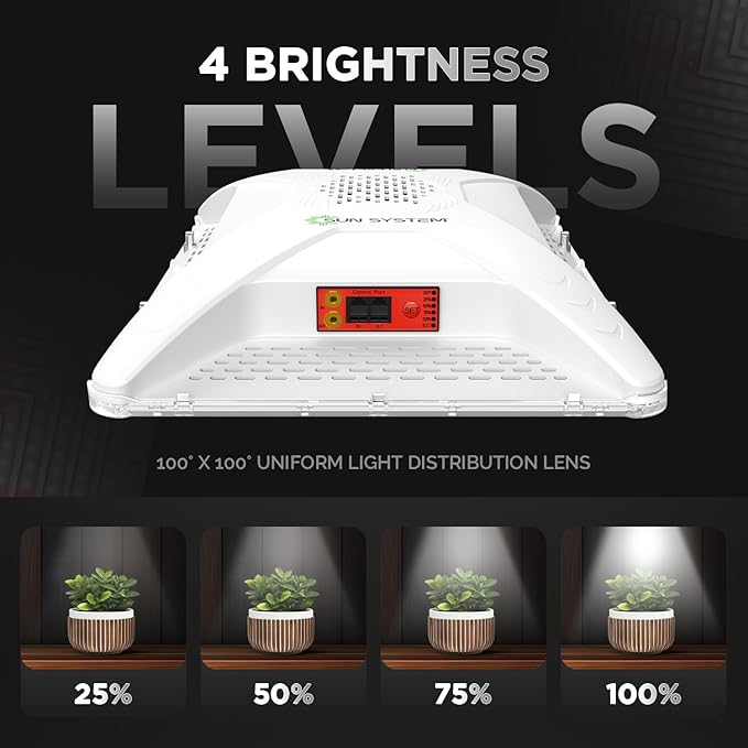 Sun System HelioGrow 400W LED Grow Light for Indoor Plants - 400 Watt High Efficiency Full Spectrum Dimmable Diodes Daisy Chain up to 512 Units 2 Year Warranty Mounting Hardware Included