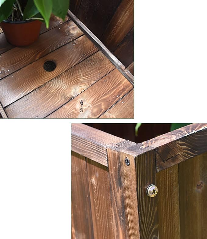 Wood Planter Raised Bed with Trellis Outdoor Natural Wooden Garden Bed Planter Box Kit for Vegetables Herbs Flowers Tomato and HerbsNatural60x35x120cm