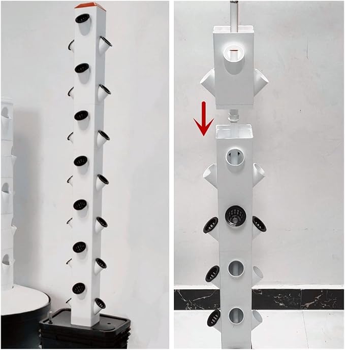Hydroponic Tower Growing Sytem Hydroponic Tower Growing Sytem Indoor Vertical Hydroponics Tower Gardeeroponic Growing System Kit Planting Frame for Fruits Vegetables Herbs White Easy T