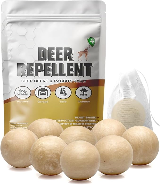 Deer Repellent Outdoor Deer Repellent for Plants Rabbit Repellent Outdoor Deer and Rabbit Repellent Keeps Deer &amp Rabbits Out of Garden Yard Lawn 8 Packs
