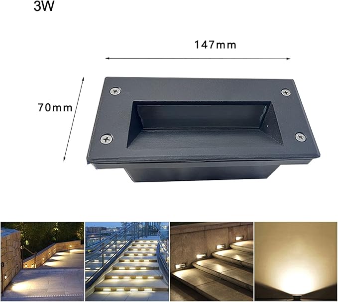 Landscape Lamp - IP65 Waterproof LED Outdoor Corner Lights Side Wall Spotlight AC85-265V Recessed Staircase Step Footer Light for Corridor Wall Lighting Projects(White3W)