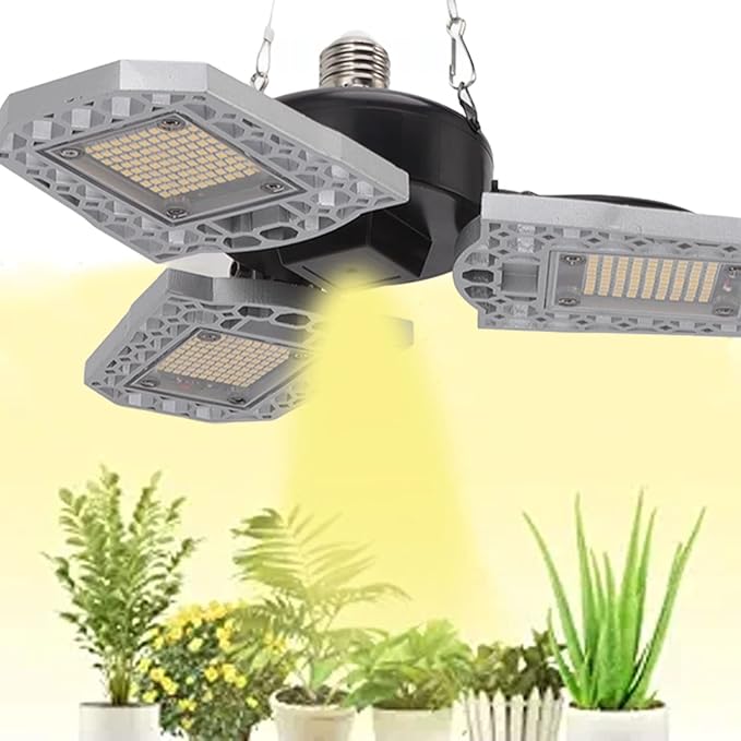 LED Grow Lights 297 LEDs Full Spectrum Plant Light with Folding Three Leaves Growing Lamp for Greenhouse Succulent Vegetables